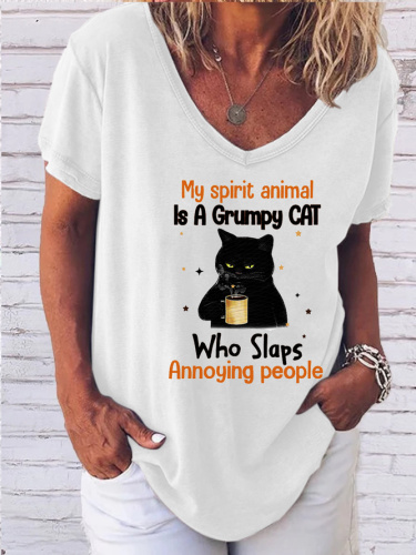 My Spirit Animal Is A Grumpy Cat Who Slaps Annoying People Shirts&Tops